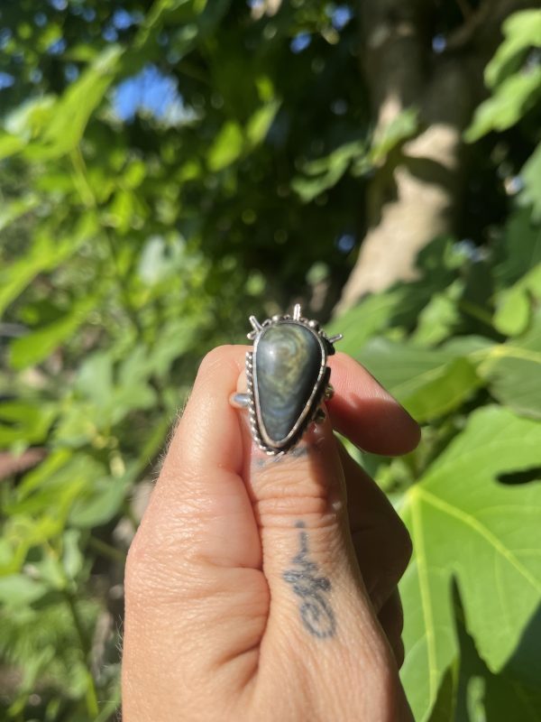 Anillo de Obsidiana Manto Huichol Sol - Imagen 3