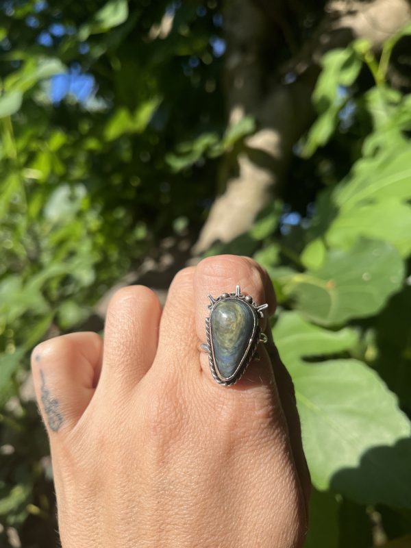 Anillo de Obsidiana Manto Huichol Sol - Imagen 2