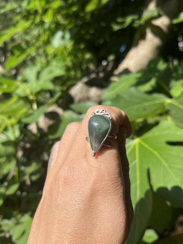 Anillo de Obsidiana Manto Huichol Espiral - Imagen 2