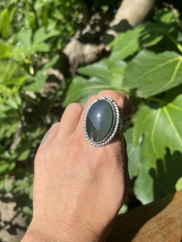 Anillo de Obsidiana Arcoíris Trenzado