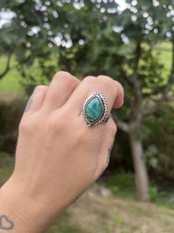 Anillo de Crisocola con Malaquita con cordón
