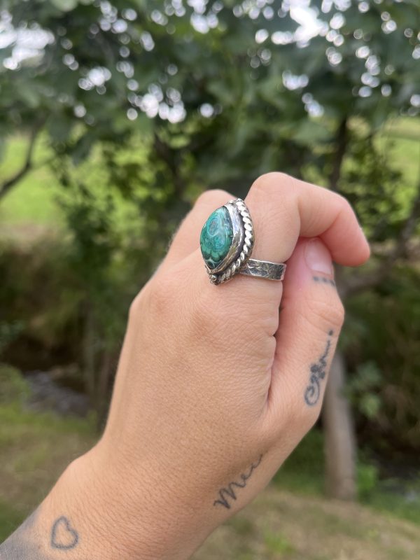 Anillo de Crisocola con Malaquita con cordón - Imagen 2