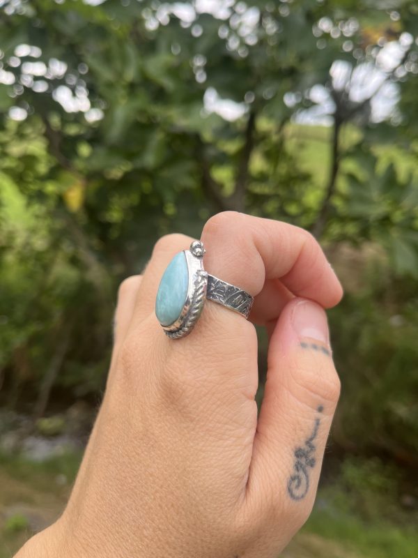 Anillo de Larimar lágrima - Imagen 3
