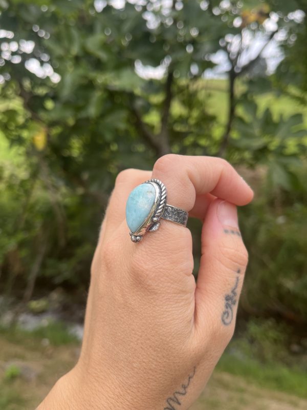 Anillo de Larimar lágrima - Imagen 2