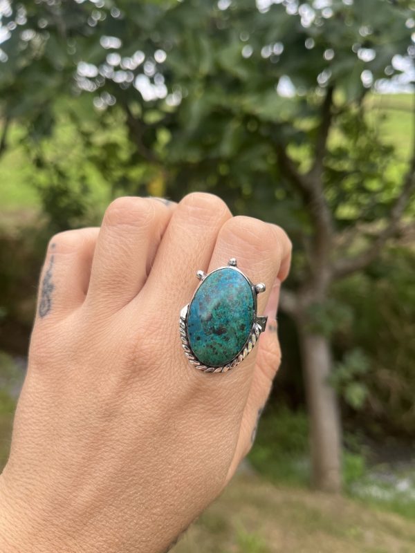 Anillo de Crisocola con bolitas