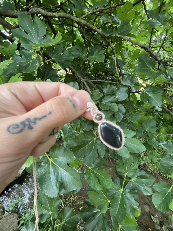 Colgante Macramé de Obsidiana