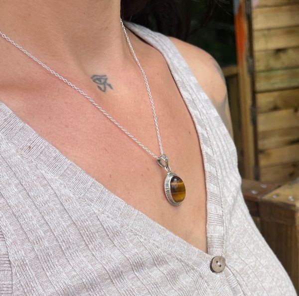 Colgante ojo de tigre estilo boho - Imagen 4