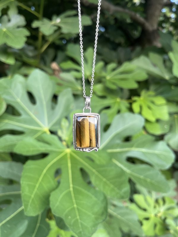 Colgante ojo de tigre cuadrado