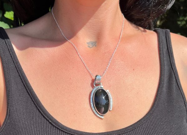 Colgante de Obsidiana Arcoíris con textura - Imagen 5