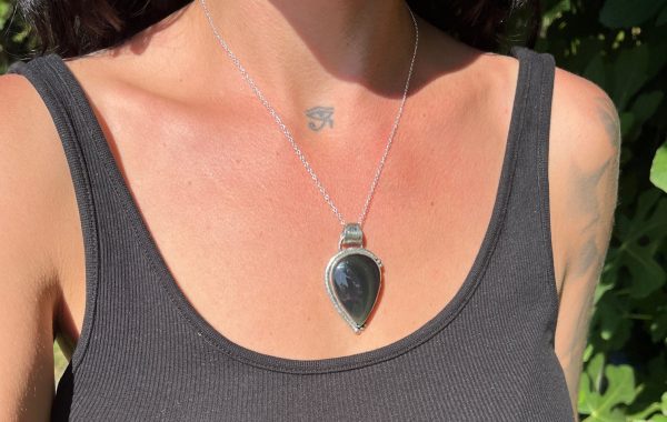 Colgante de Obsidiana Arcoíris lágrima - Imagen 6