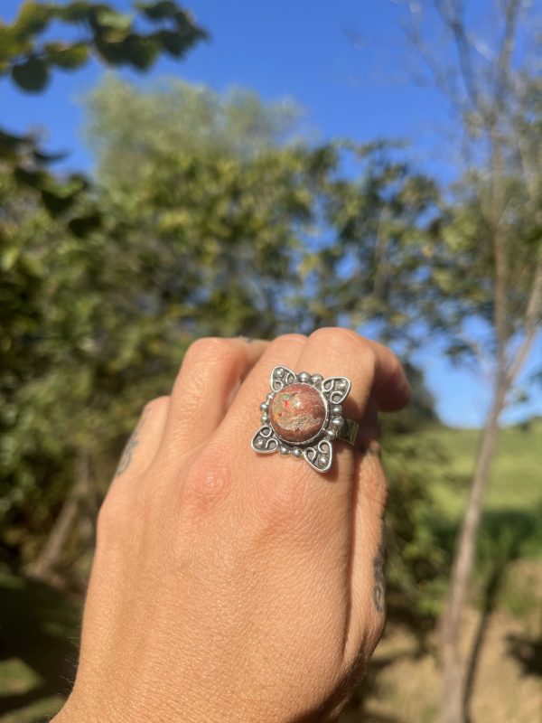 Anillo de Ópalo de Fuego Mexicano flor - Imagen 2