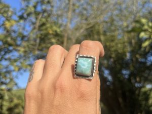 Anillo de Larimar cuadrado