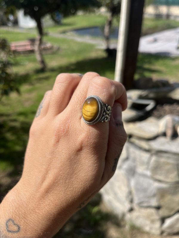 Anillo de Ojo de Tigre estilo boho