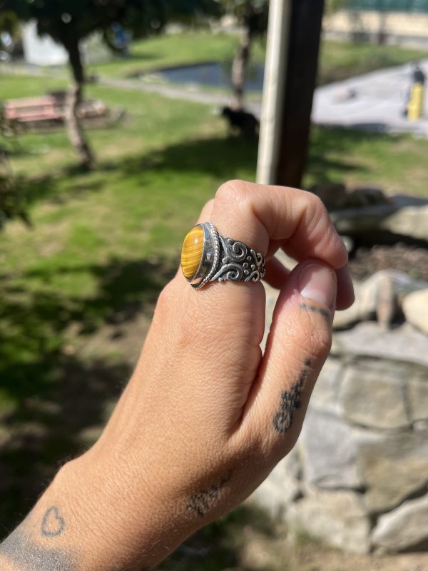 Anillo de Ojo de Tigre estilo boho - Imagen 2