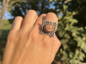 Anillo de Ópalo de Fuego Mexicano flor