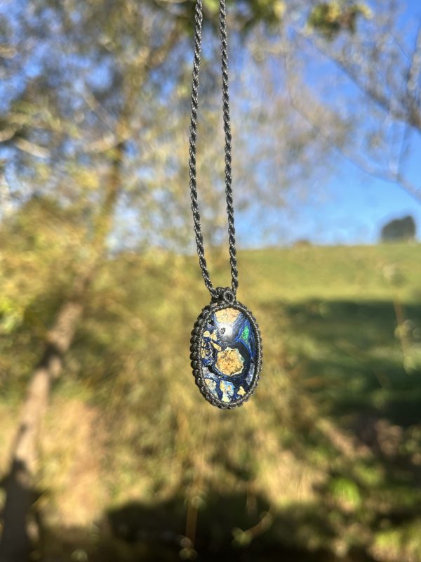 Colgante de Macramé de Azurita