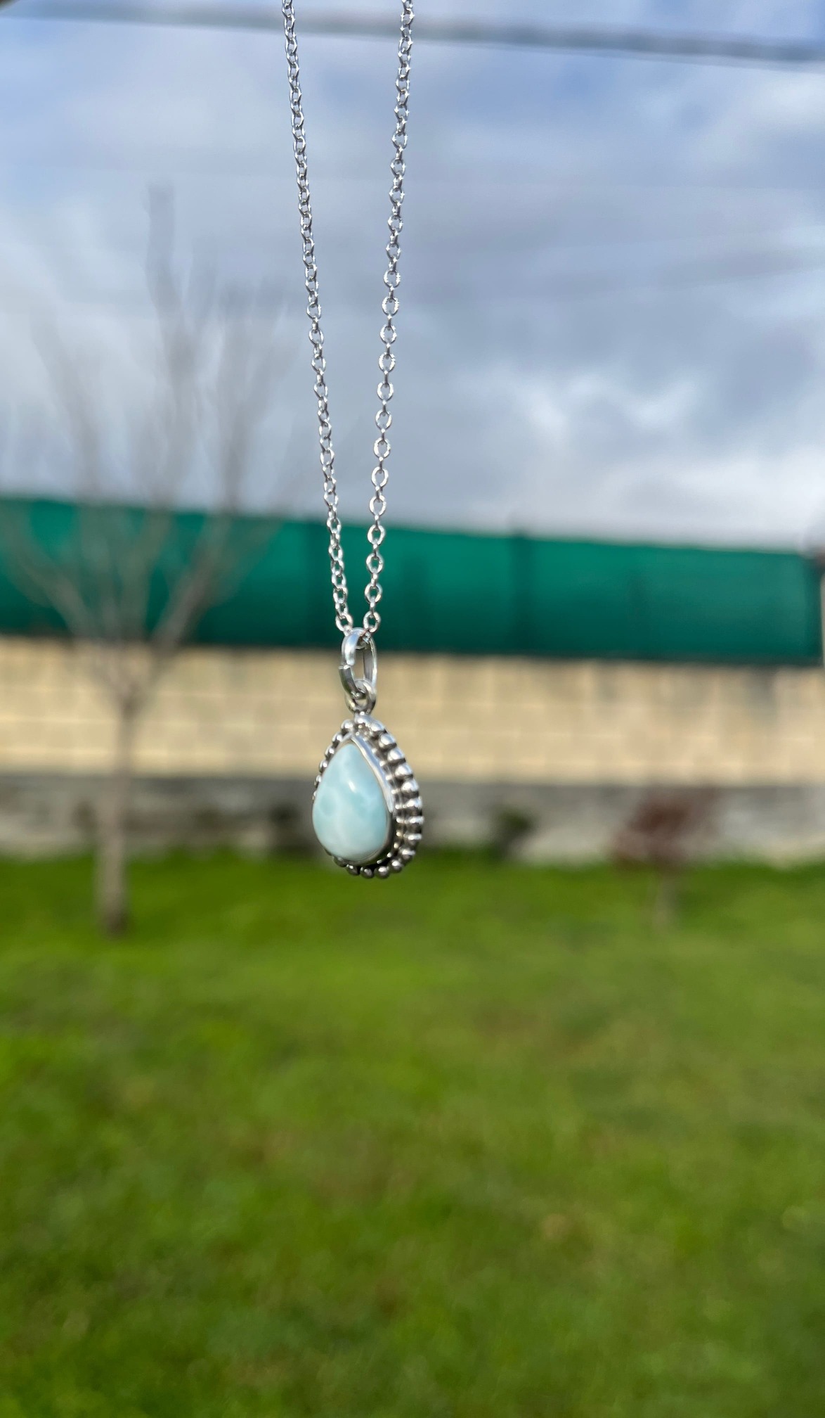 Colgante de Larimar lágrima estilo boho - Imagen 2