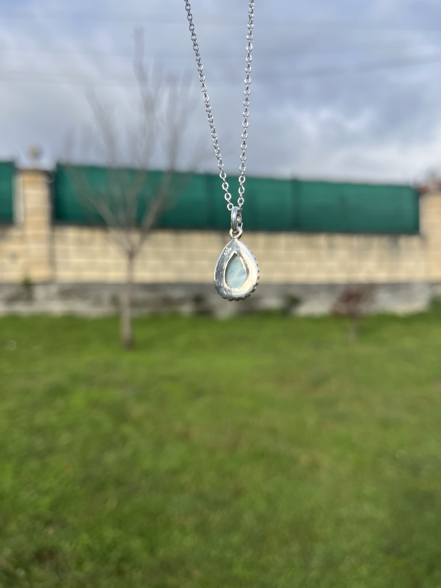 Colgante de Larimar lágrima estilo boho - Imagen 3