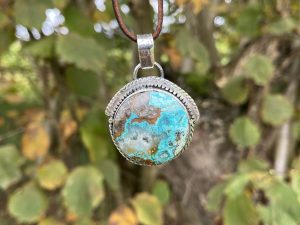 Colgante de drusa de Cuarzo con Crisocola