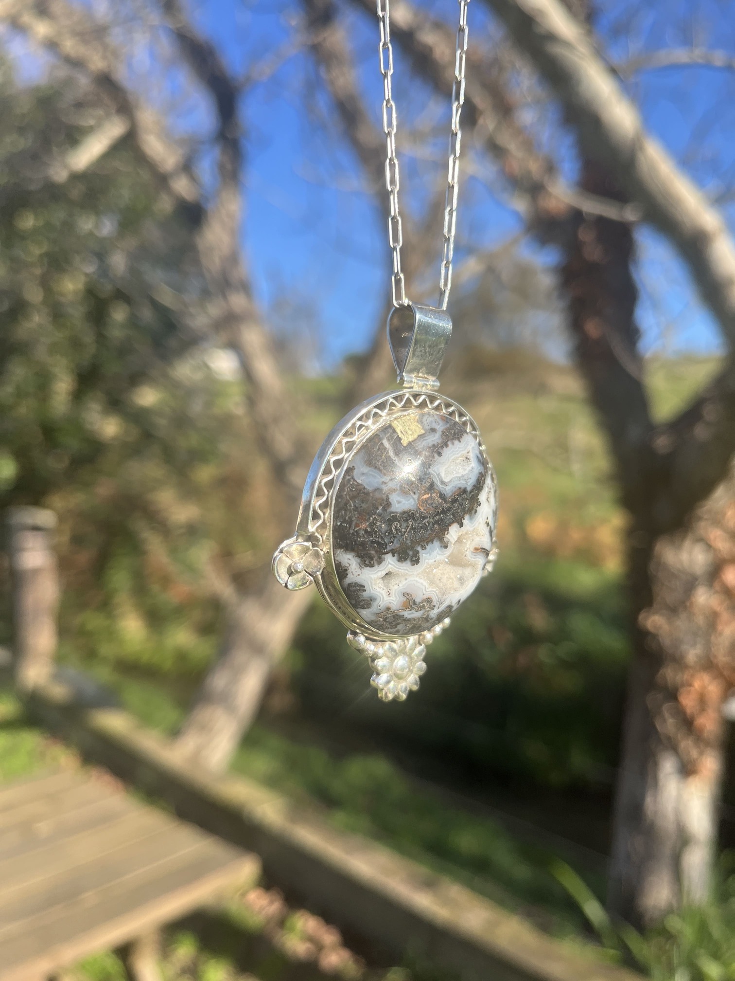 Colgante de drusa de Cuarzo con Calcedonia - Imagen 3