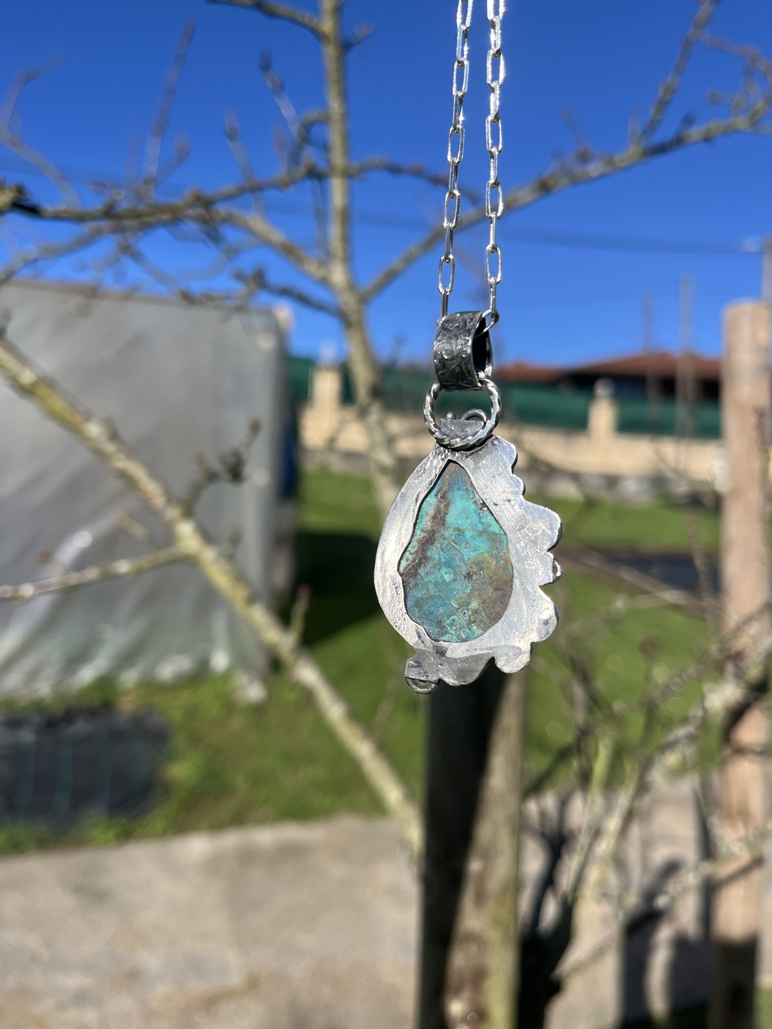 Colgante de Crisocola con Turquesa fluye - Imagen 4
