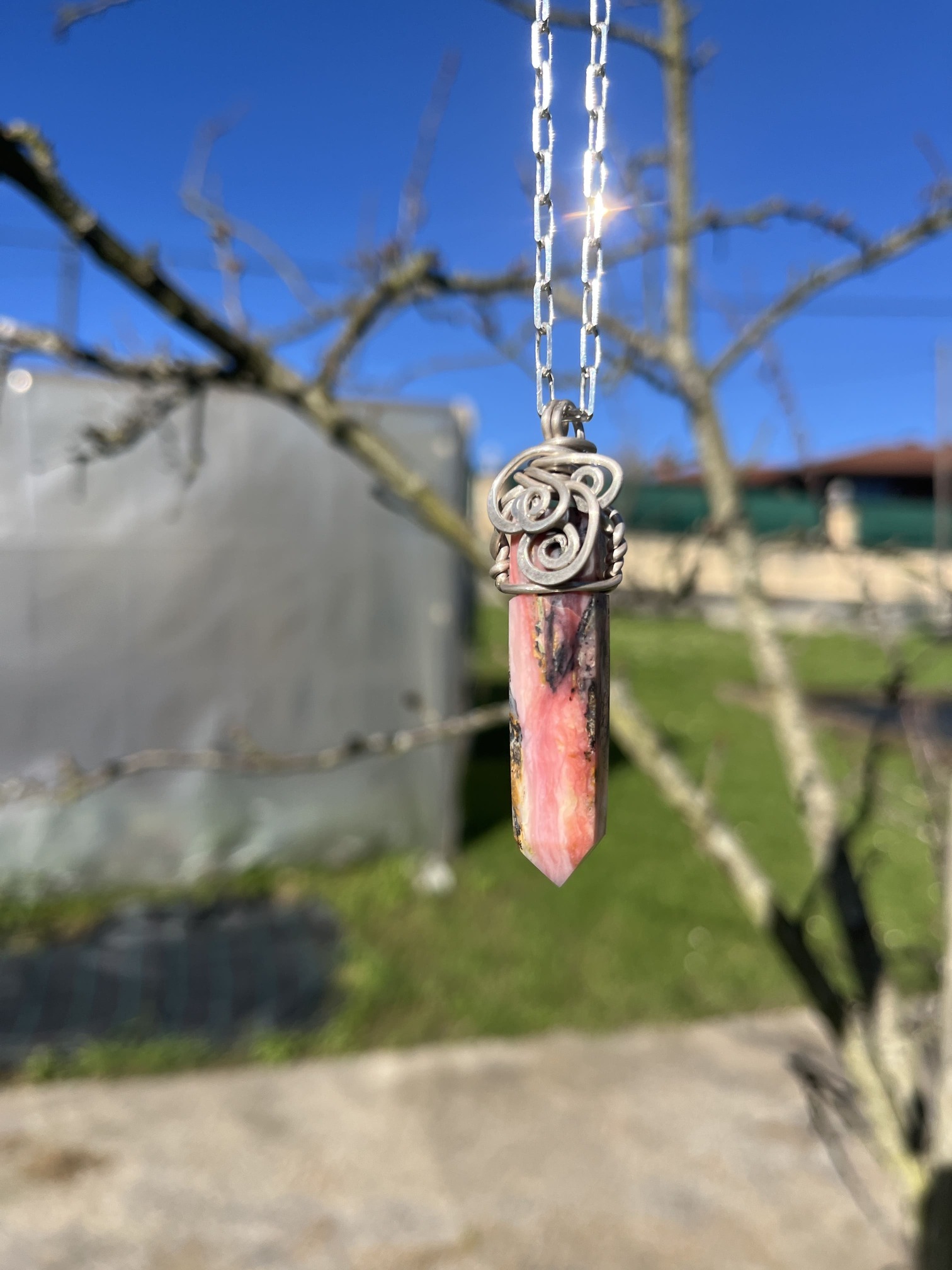 Colgante de Punta de Ópalo Rosa de Perú