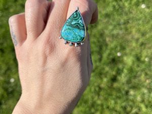 Anillo de Crisocola con malaquita peque