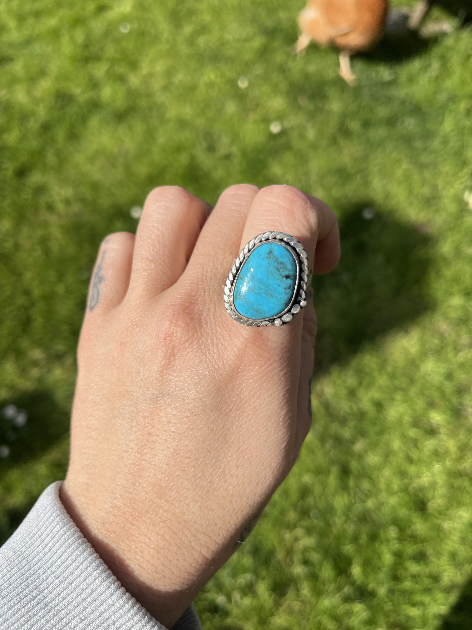 Anillo de Turquesa de Arizona con cordoncito peque