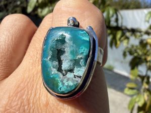 Anillo drusa de Crisocola peruana